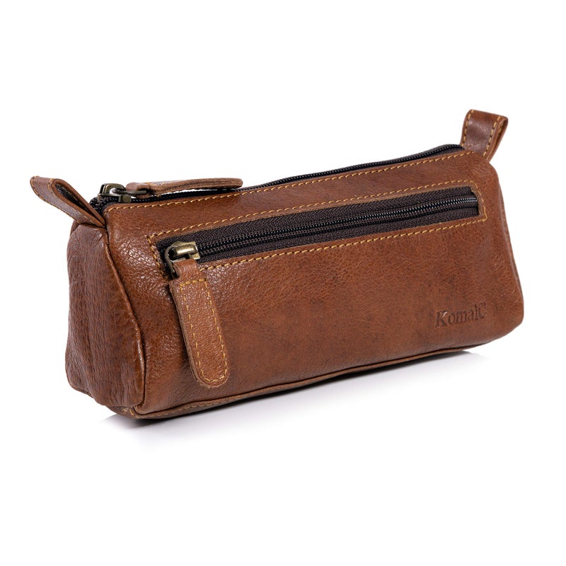 KomalC Leather Pencil Pouch pen case Craft Tool holder For Office Work gift for artists. - Image 1